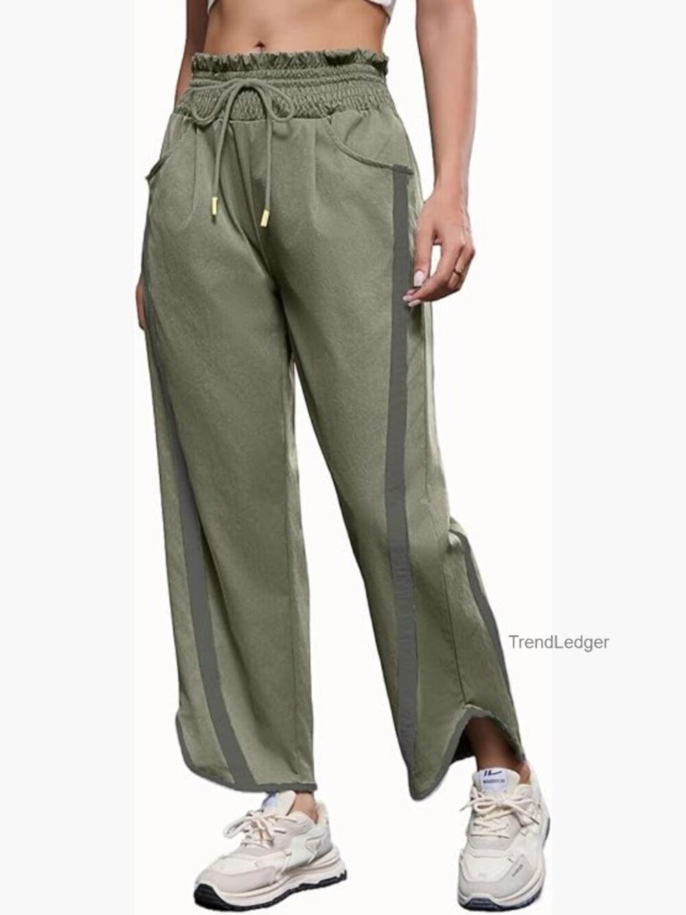 Women's Drawstring Barrel Track Pants Lightweight Baggy Workout Pants with
